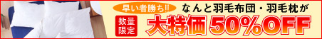 数量限定セール｜羽毛布団・羽毛枕が50%OFF
